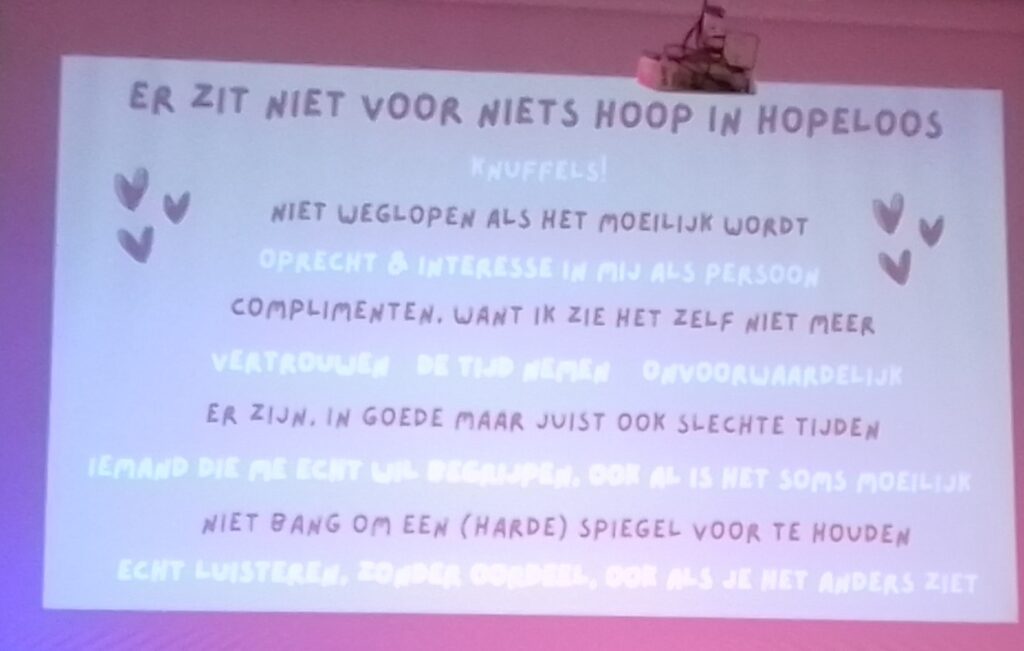 Een sheet met aantal 'aanbevelingen' voor de jeugdzorg