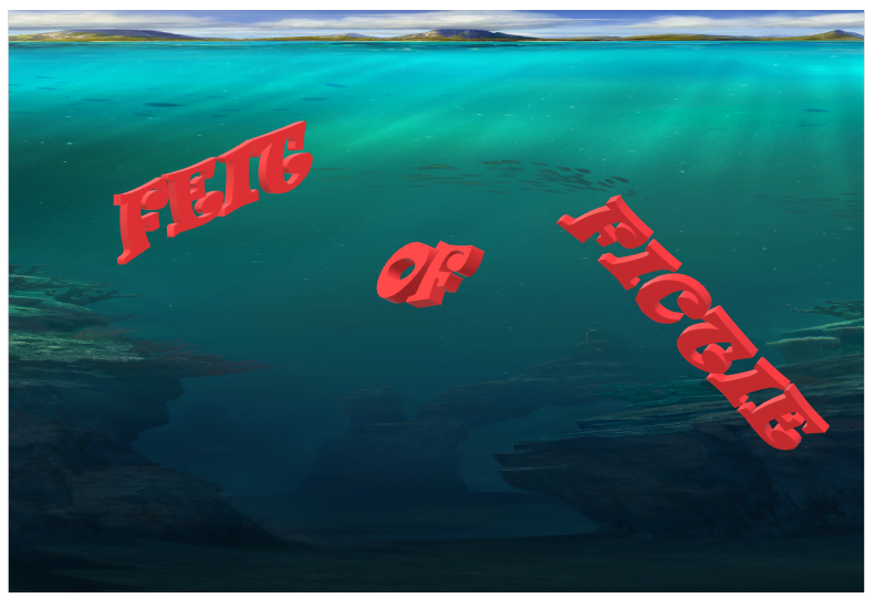 Beeld van oceaan op de achtergrond waarin de woorden Feit of Fictie'' zweven